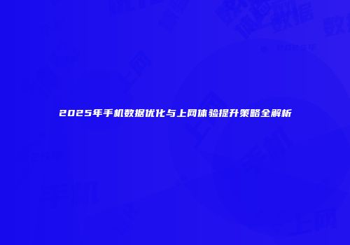 2025年手机数据优化与上网体验提升策略全解析