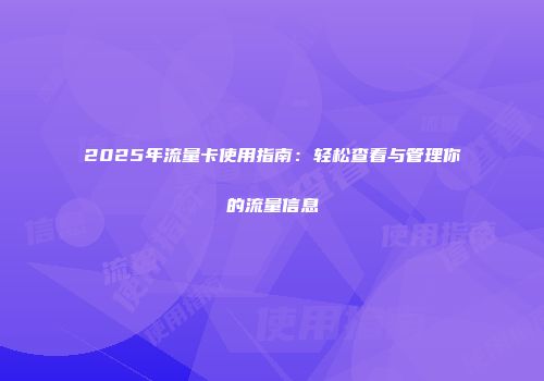 2025年流量卡使用指南：轻松查看与管理你的流量信息