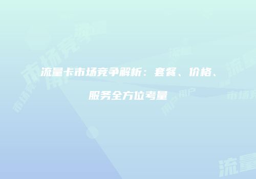 流量卡市场竞争解析：套餐、价格、服务全方位考量
