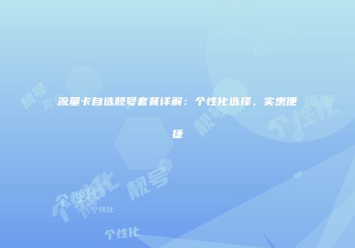 流量卡自选靓号套餐详解:个性化选择,实惠便捷