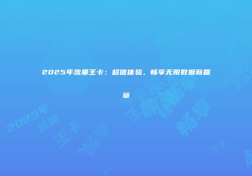 2025年流量王卡:超值体验,畅享无限数据新篇章