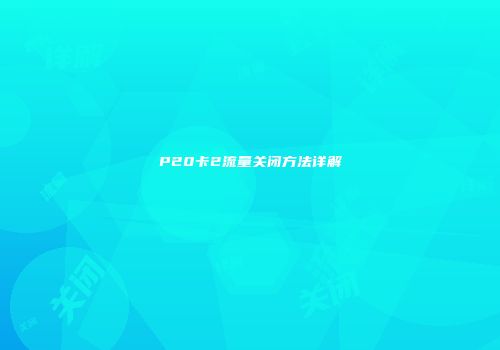 P20卡2流量关闭方法详解
