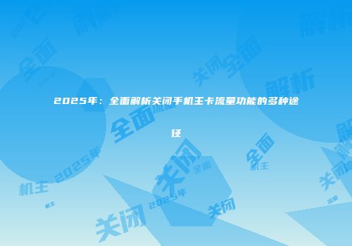 2025年：全面解析关闭手机主卡流量功能的多种途径