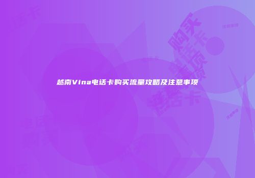 越南Vina电话卡购买流量攻略及注意事项