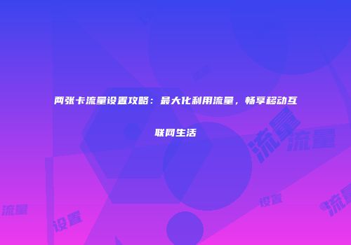 两张卡流量设置攻略：最大化利用流量，畅享移动互联网生活