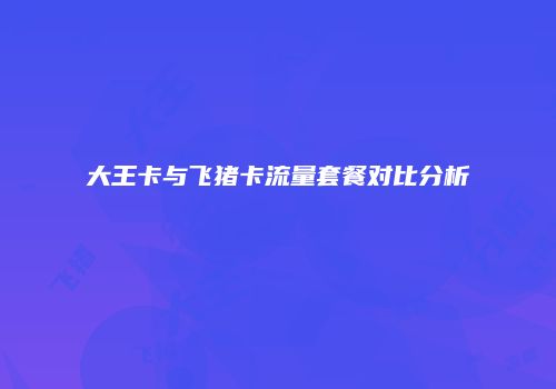 大王卡与飞猪卡流量套餐对比分析