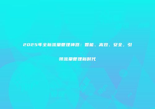 2025年全新流量管理神器:智能、高效、安全,引领流量管理新时代