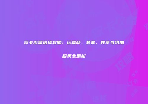双卡流量选择攻略：运营商、套餐、共享与附加服务全解析