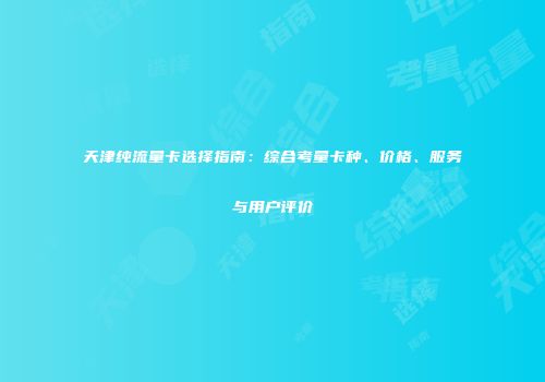 天津纯流量卡选择指南：综合考量卡种、价格、服务与用户评价