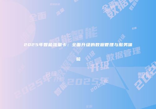 2025年智能流量卡:全面升级的数据管理与服务体验