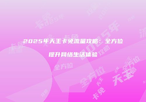 2025年天王卡免流量攻略：全方位提升网络生活体验