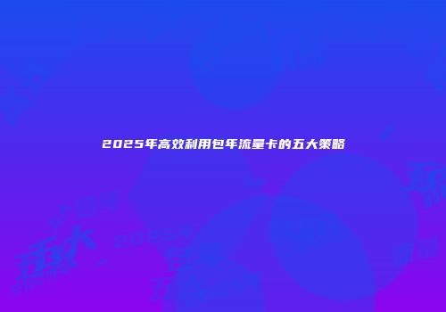 2025年高效利用包年流量卡的五大策略