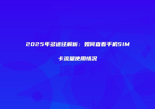 2025年多途径解析：如何查看手机SIM卡流量使用情况