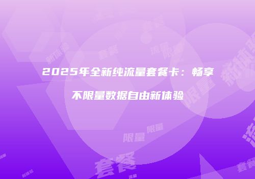 2025年全新纯流量套餐卡：畅享不限量数据自由新体验