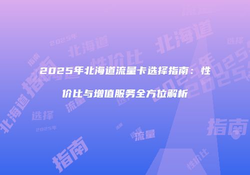 2025年北海道流量卡选择指南:性价比与增值服务全方位解析