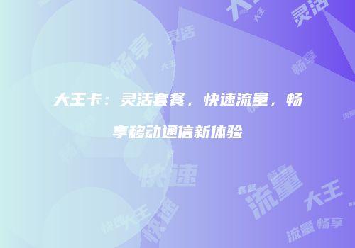 大王卡:灵活套餐,快速流量,畅享移动通信新体验