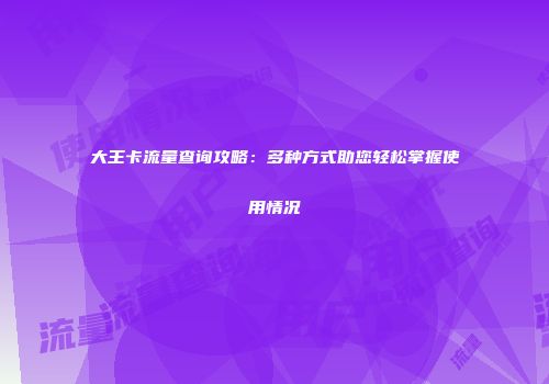 大王卡流量查询攻略:多种方式助您轻松掌握使用情况