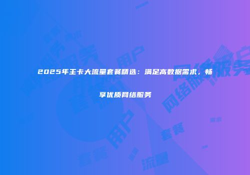 2025年主卡大流量套餐精选:满足高数据需求,畅享优质网络服务