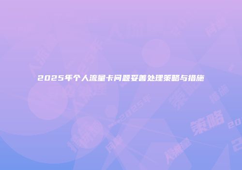 2025年个人流量卡问题妥善处理策略与措施