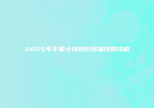 2025年手机卡烧毁后流量续用攻略