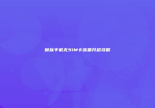 魅族手机无SIM卡流量开启攻略