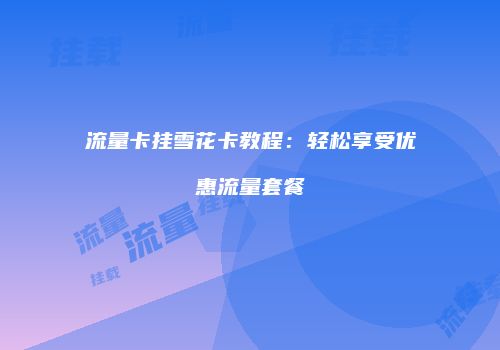 流量卡挂雪花卡教程：轻松享受优惠流量套餐
