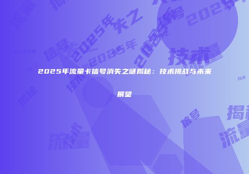 2025年流量卡信号消失之谜揭秘:技术挑战与未来展望
