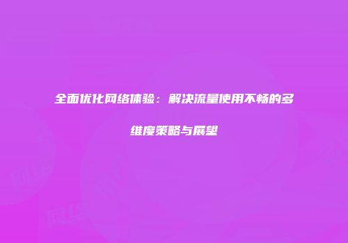 全面优化网络体验：解决流量使用不畅的多维度策略与展望