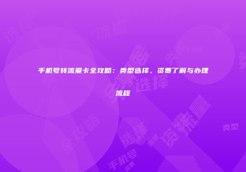 手机号转流量卡全攻略:类型选择、资费了解与办理流程