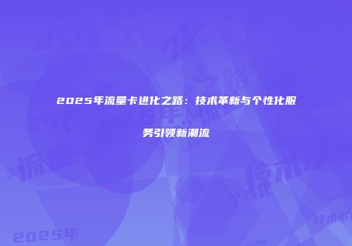 2025年流量卡进化之路:技术革新与个性化服务引领新潮流