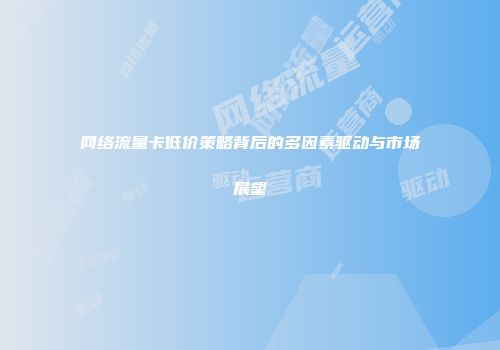网络流量卡低价策略背后的多因素驱动与市场展望
