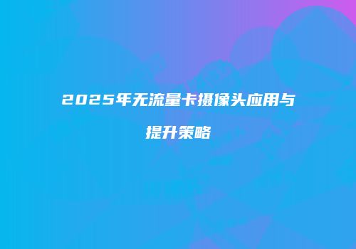 2025年无流量卡摄像头应用与提升策略