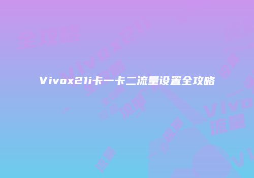 Vivox21i卡一卡二流量设置全攻略