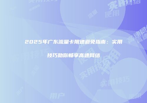 2025年广东流量卡限速避免指南：实用技巧助你畅享高速网络