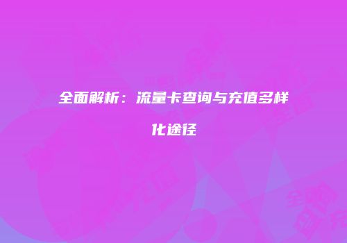 全面解析：流量卡查询与充值多样化途径