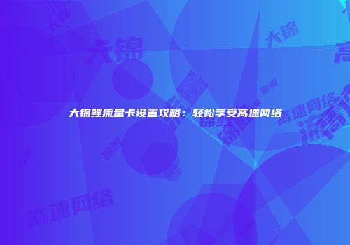 大锦鲤流量卡设置攻略:轻松享受高速网络