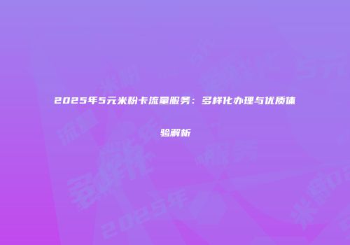 2025年5元米粉卡流量服务:多样化办理与优质体验解析