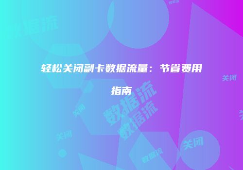 轻松关闭副卡数据流量：节省费用指南