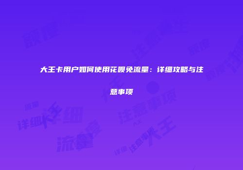 大王卡用户如何使用花呗免流量:详细攻略与注意事项