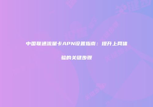 中国联通流量卡APN设置指南:提升上网体验的关键步骤