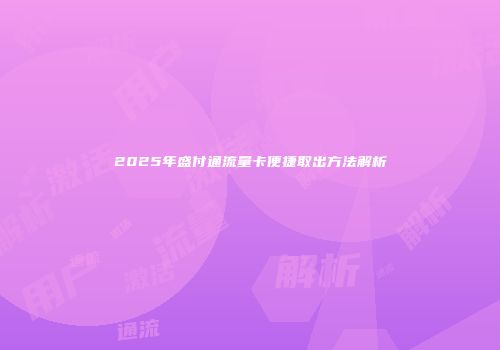 2025年盛付通流量卡便捷取出方法解析