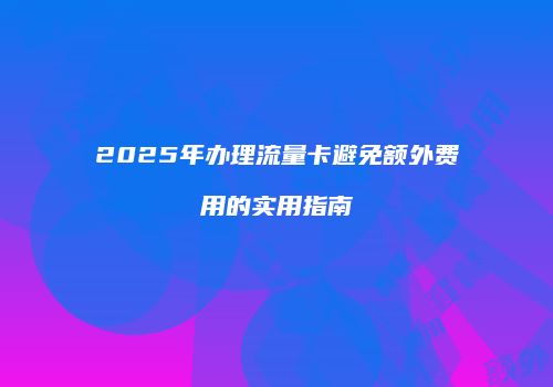 2025年办理流量卡避免额外费用的实用指南