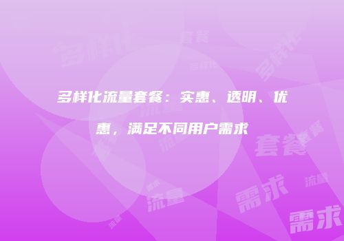 多样化流量套餐：实惠、透明、优惠，满足不同用户需求