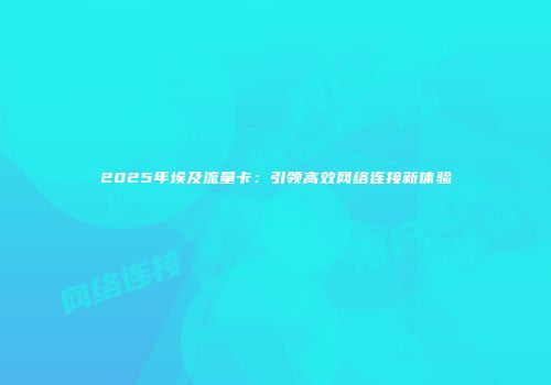 2025年埃及流量卡:引领高效网络连接新体验