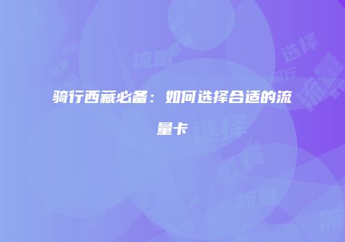 骑行西藏必备:如何选择合适的流量卡