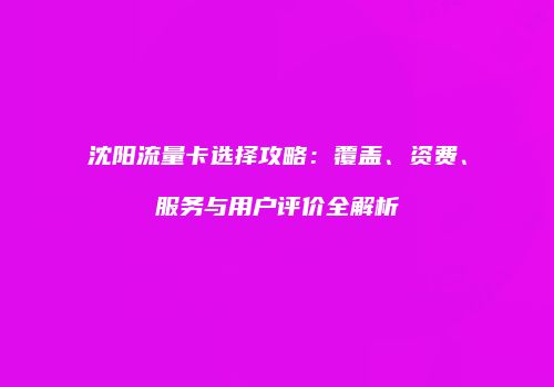 沈阳流量卡选择攻略：覆盖、资费、服务与用户评价全解析
