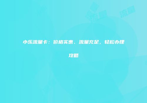 小乐流量卡:价格实惠、流量充足,轻松办理攻略