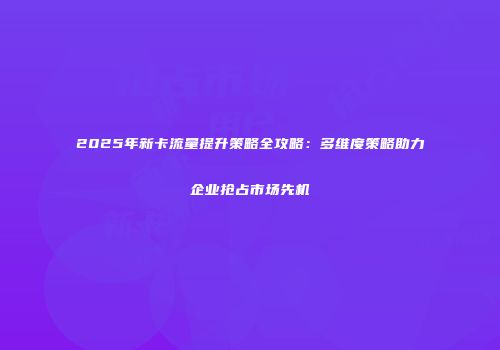 2025年新卡流量提升策略全攻略：多维度策略助力企业抢占市场先机