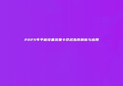 2025年平板设备流量卡命名指南解析与应用