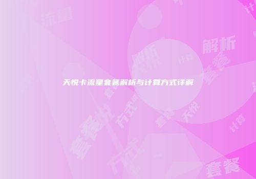 天悦卡流量套餐解析与计算方式详解